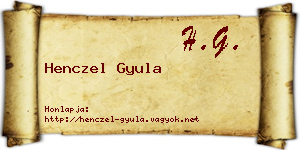 Henczel Gyula névjegykártya
